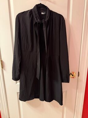 The Kooples Black Tie-Neck Long Sleeve Dress